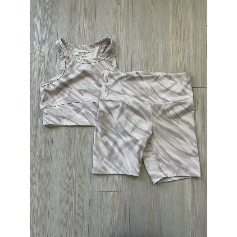 Harmony Balance Beige Pattern Workout Set Size M Yoga Fitness